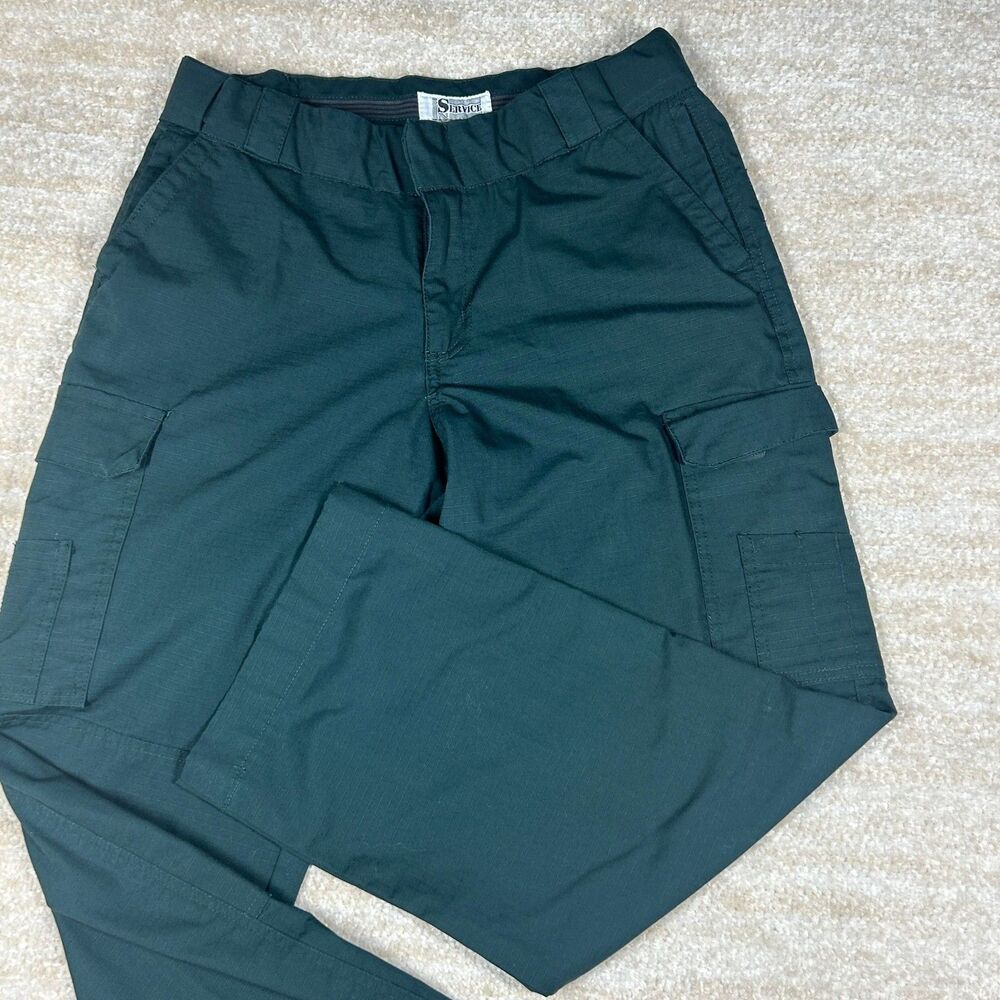 Service Cargo Pants Womens 12‎ Dark Green Utility Multi Pocket Elastic Waist